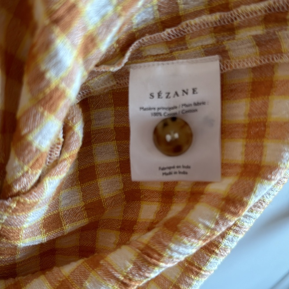 Sezane Yellow Gingham Blouse - Picture 7 of 8